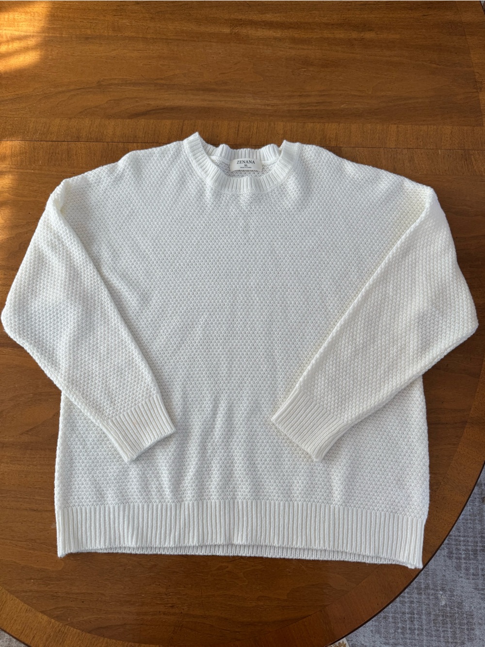Zenana Women’s Cream Knit Crewneck Sweater